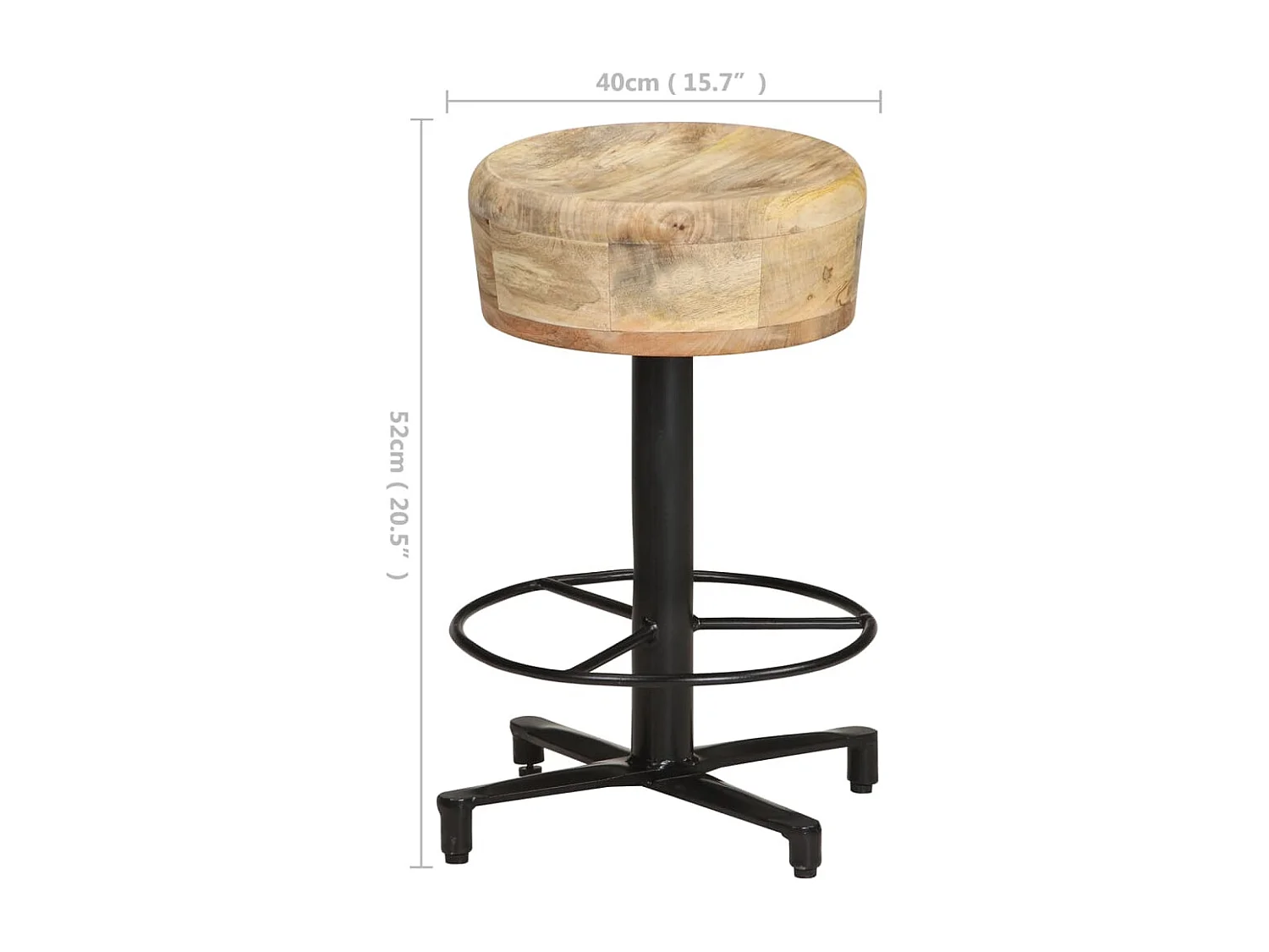 Sgabelli da Bar 2 pz 52 cm in Legno Massello di Mango