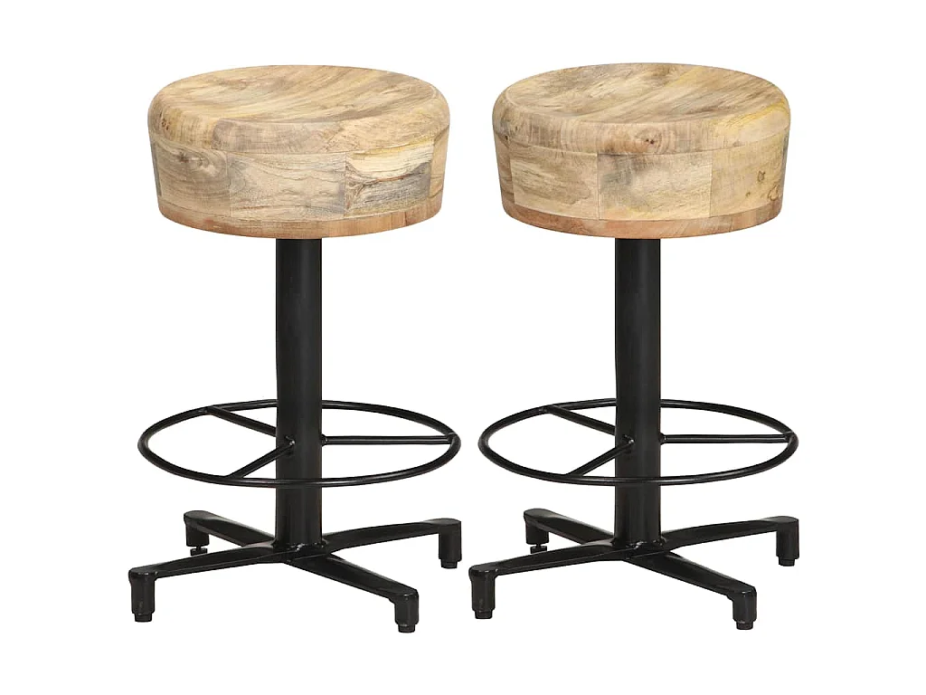 Tabourets de bar lot de 2 52 cm bois de manguier massif