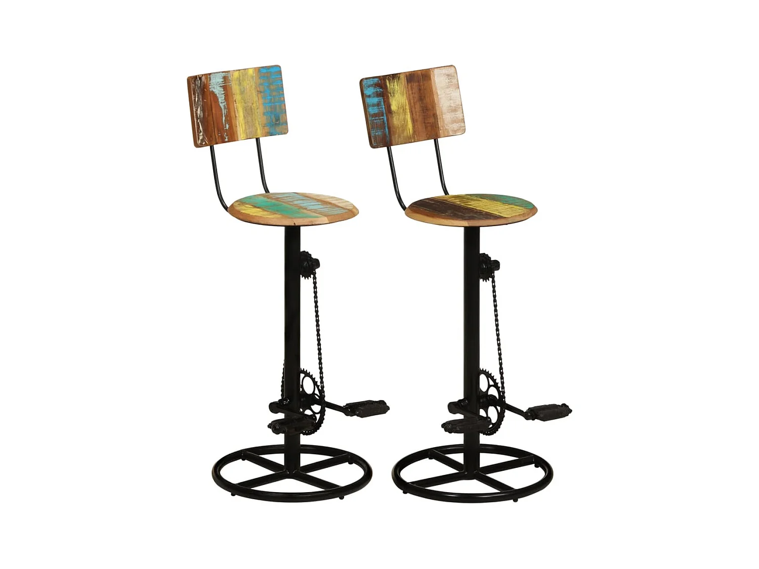 Tabourets de bar lot de 2 bois de récupération massif