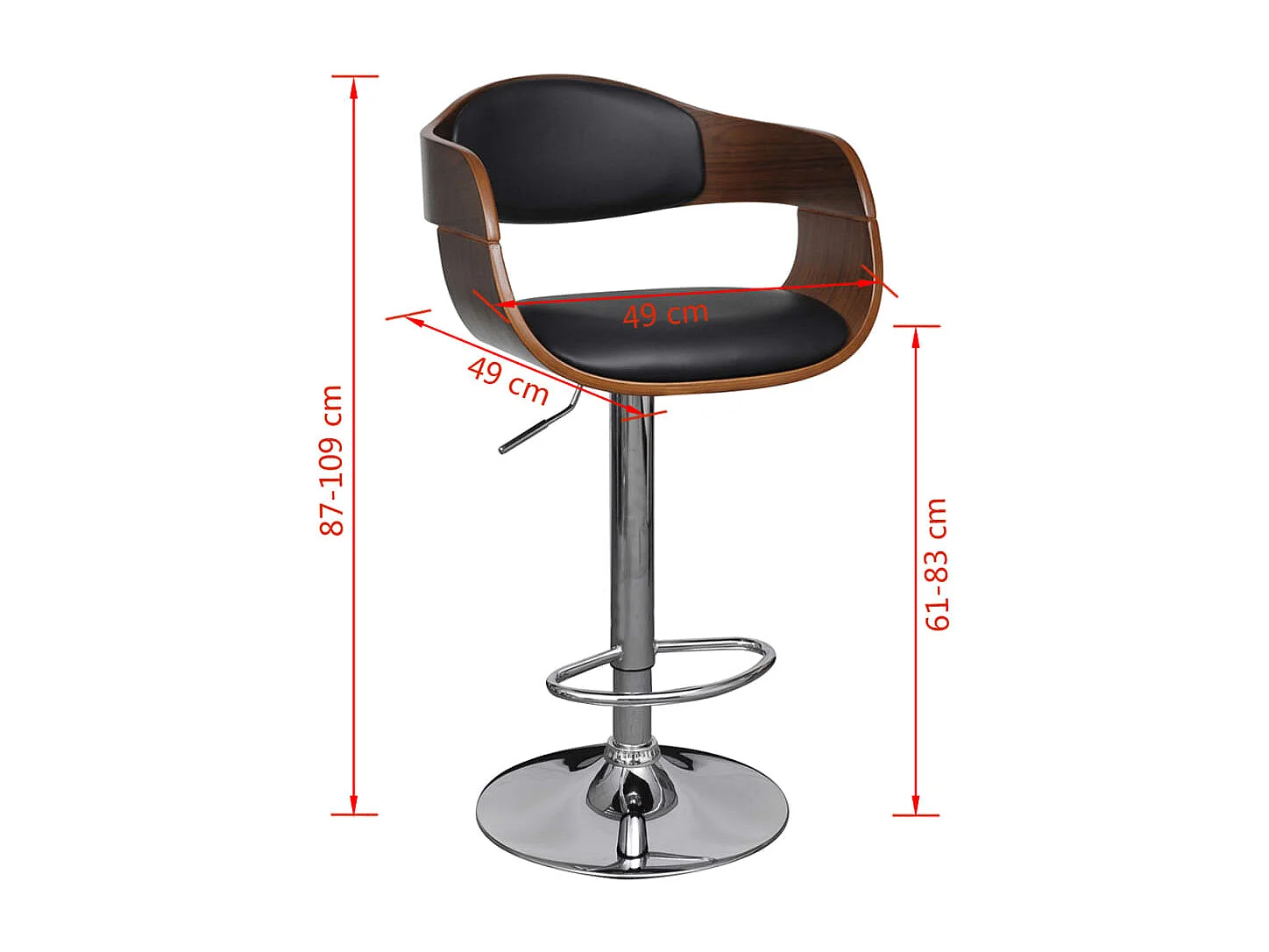 Tabouret de bar bois courbé et similicuir