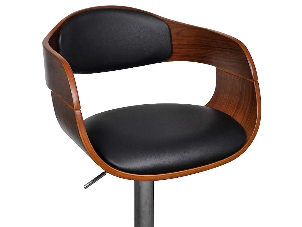Taburete de barra de cocina madera curvada y cuero sintético