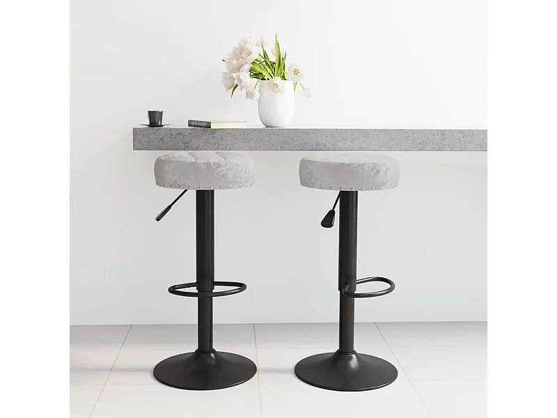 Tabourets de bar lot de 2 gris velours