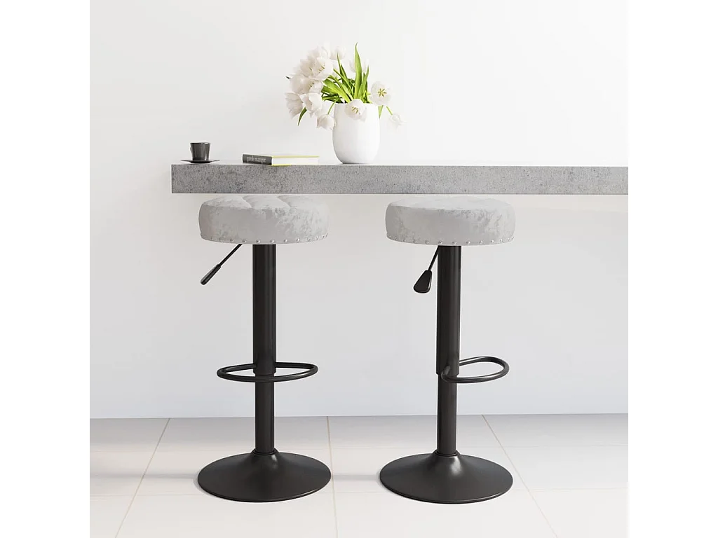 Barhocker 2 Stk. Grau Samt