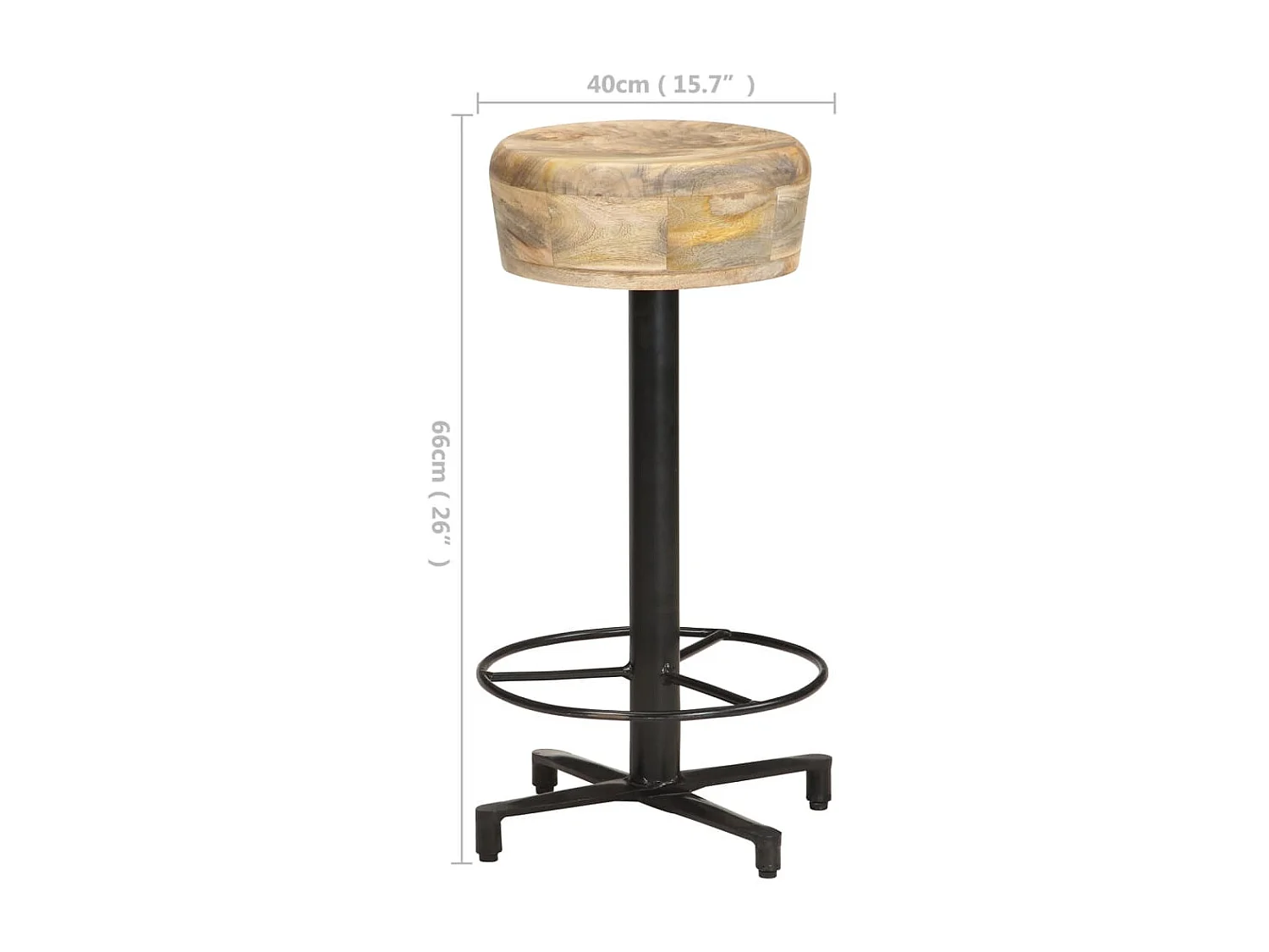 Barhocker 2 Stk. 66 cm Mango Massivholz