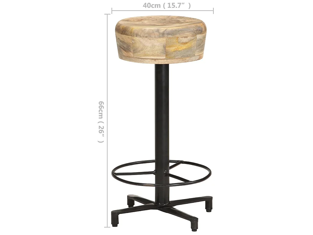 Barkrukken 2 st 66 cm massief mangohout