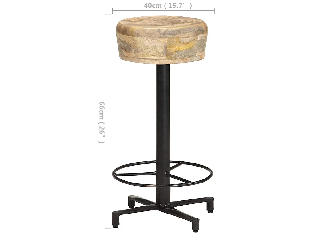 Tabourets de bar lot de 2 66 cm bois de manguier massif