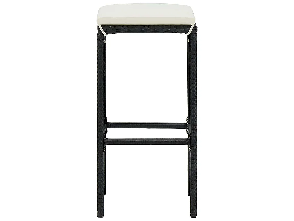 Barhocker mit Kissen 6 Stk. Schwarz Poly Rattan