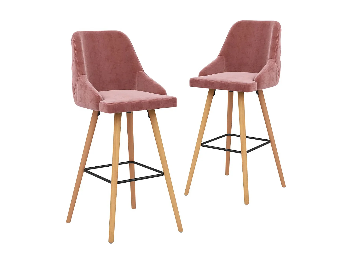 Tabourets de bar lot de 2 rose velours