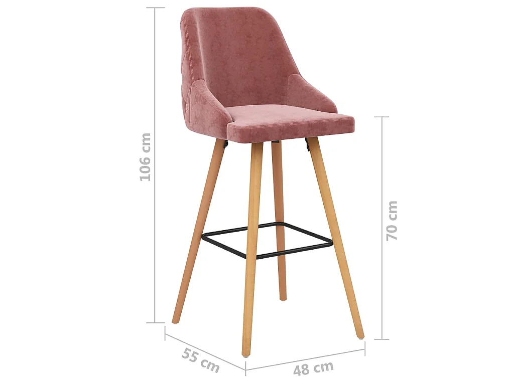 Tabourets de bar lot de 2 rose velours