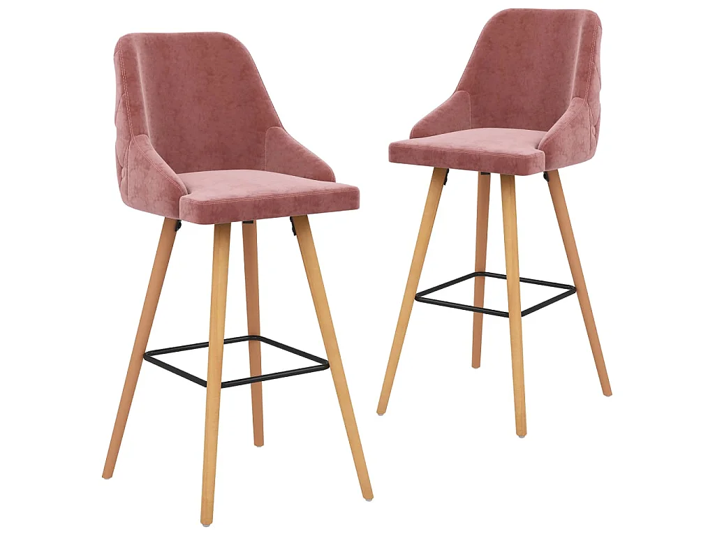 Tabourets de bar lot de 2 rose velours