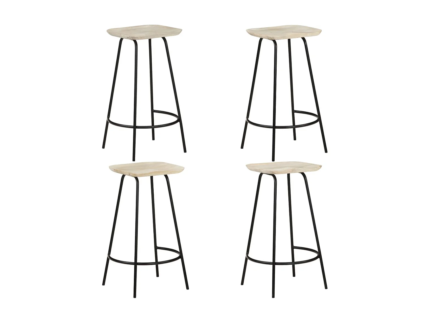 Bancos de bar 4 pcs madeira de mangueira maciça