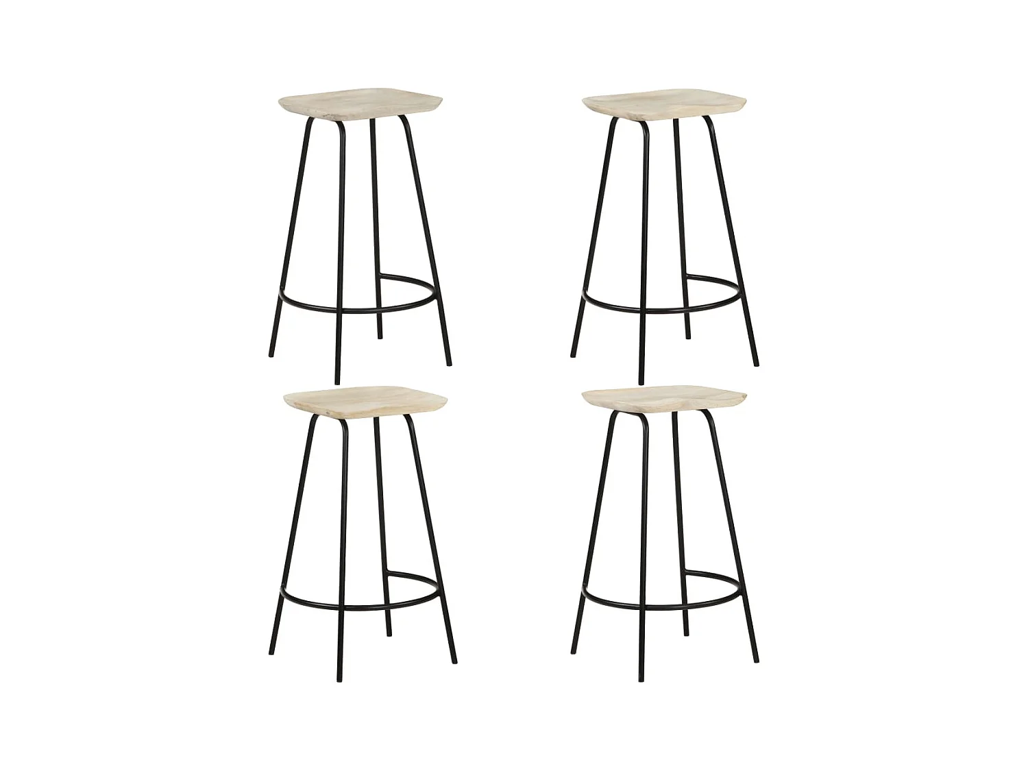 Tabourets de bar lot de 4 bois de manguier massif
