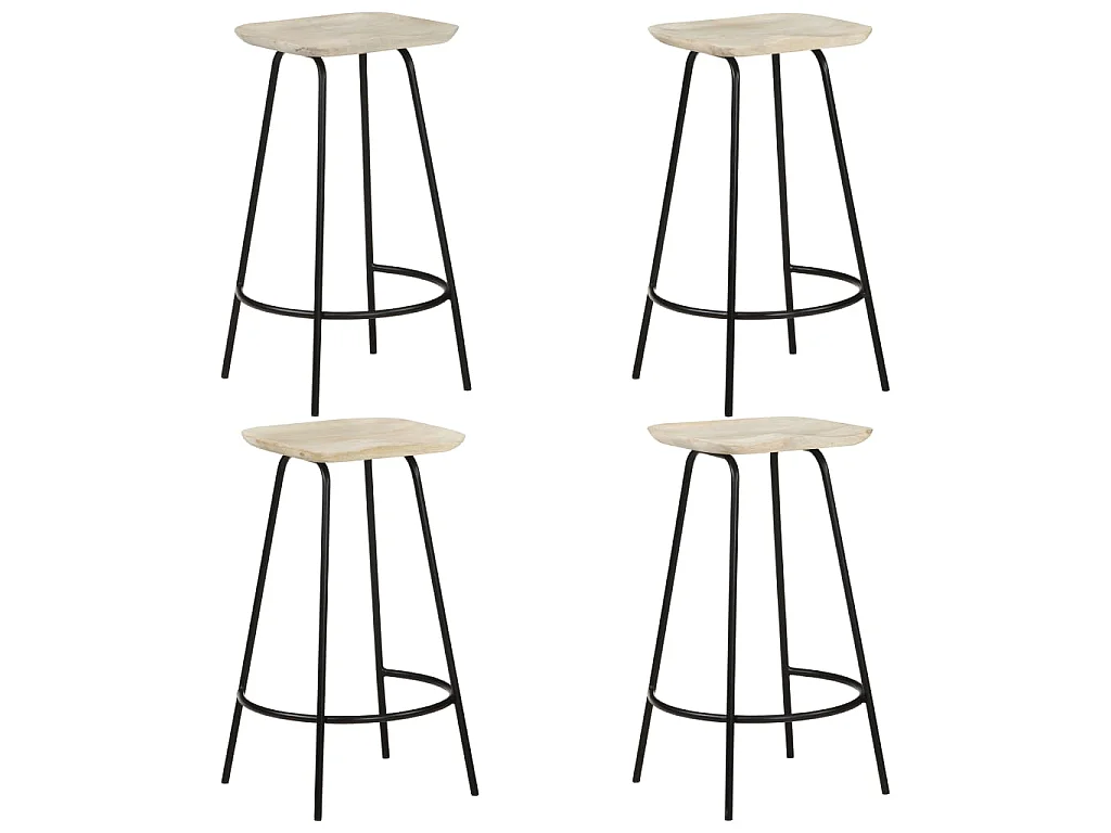 Taburetes de cocina 4 unidades madera maciza de mango