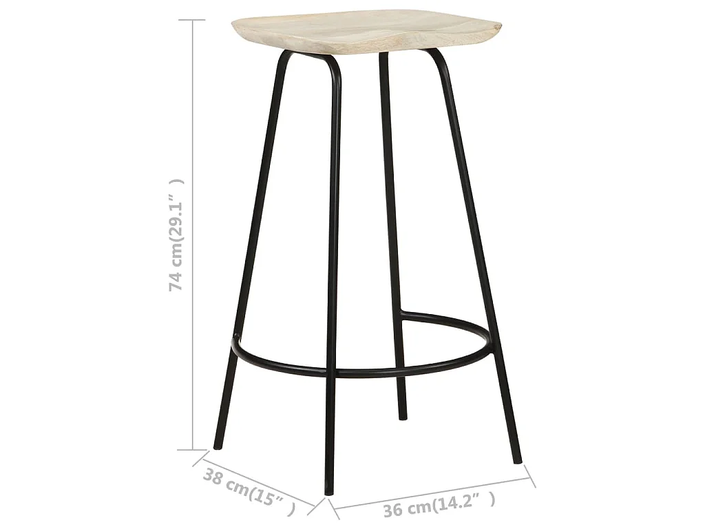 Taburetes de cocina 4 unidades madera maciza de mango