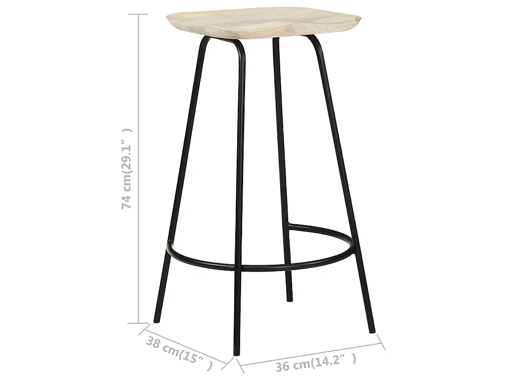 Tabourets de bar lot de 4 bois de manguier massif