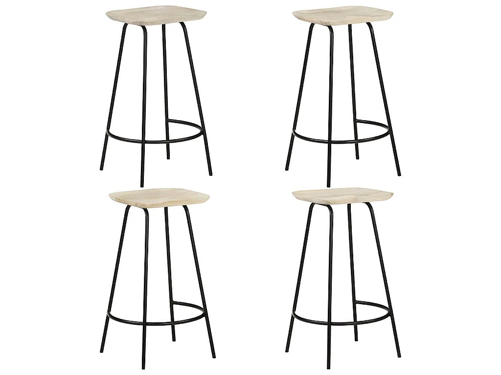 Tabourets de bar lot de 4 bois de manguier massif