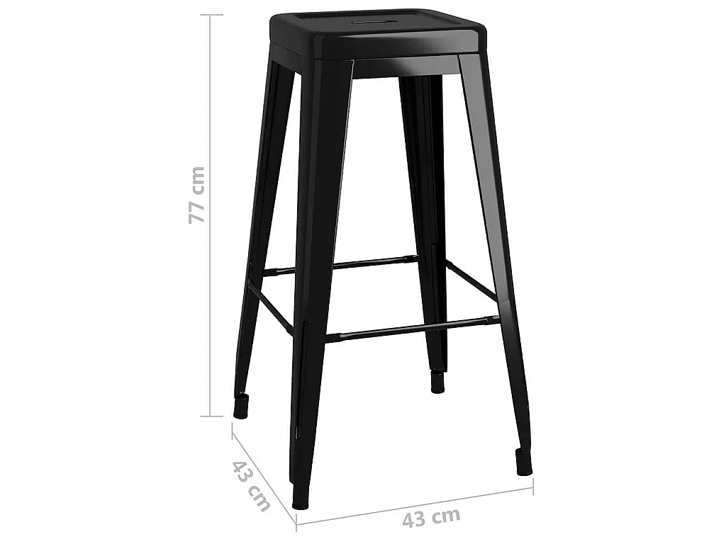 Tabourets de bar empilables lot de 2 noir métal