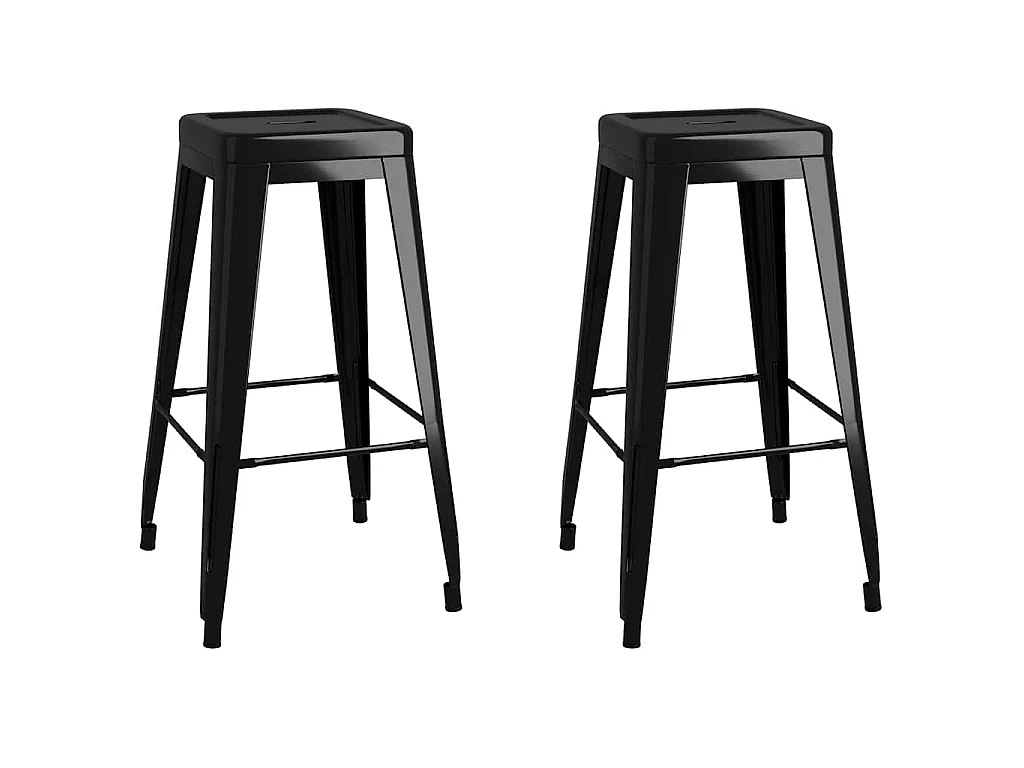 Bancos de bar empilháveis 2 pcs metal preto