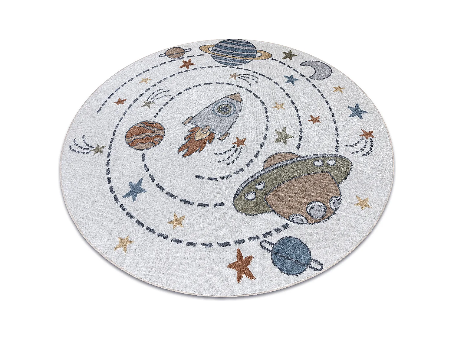 Tapis BONO 8288 cercle Espace, planètes crème / anthracite cercle 160 cm