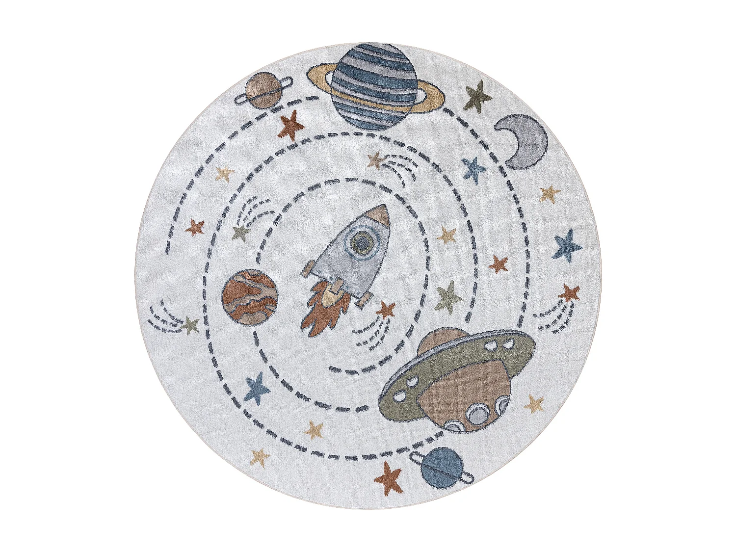 Tapis BONO 8288 cercle Espace, planètes crème / anthracite cercle 160 cm