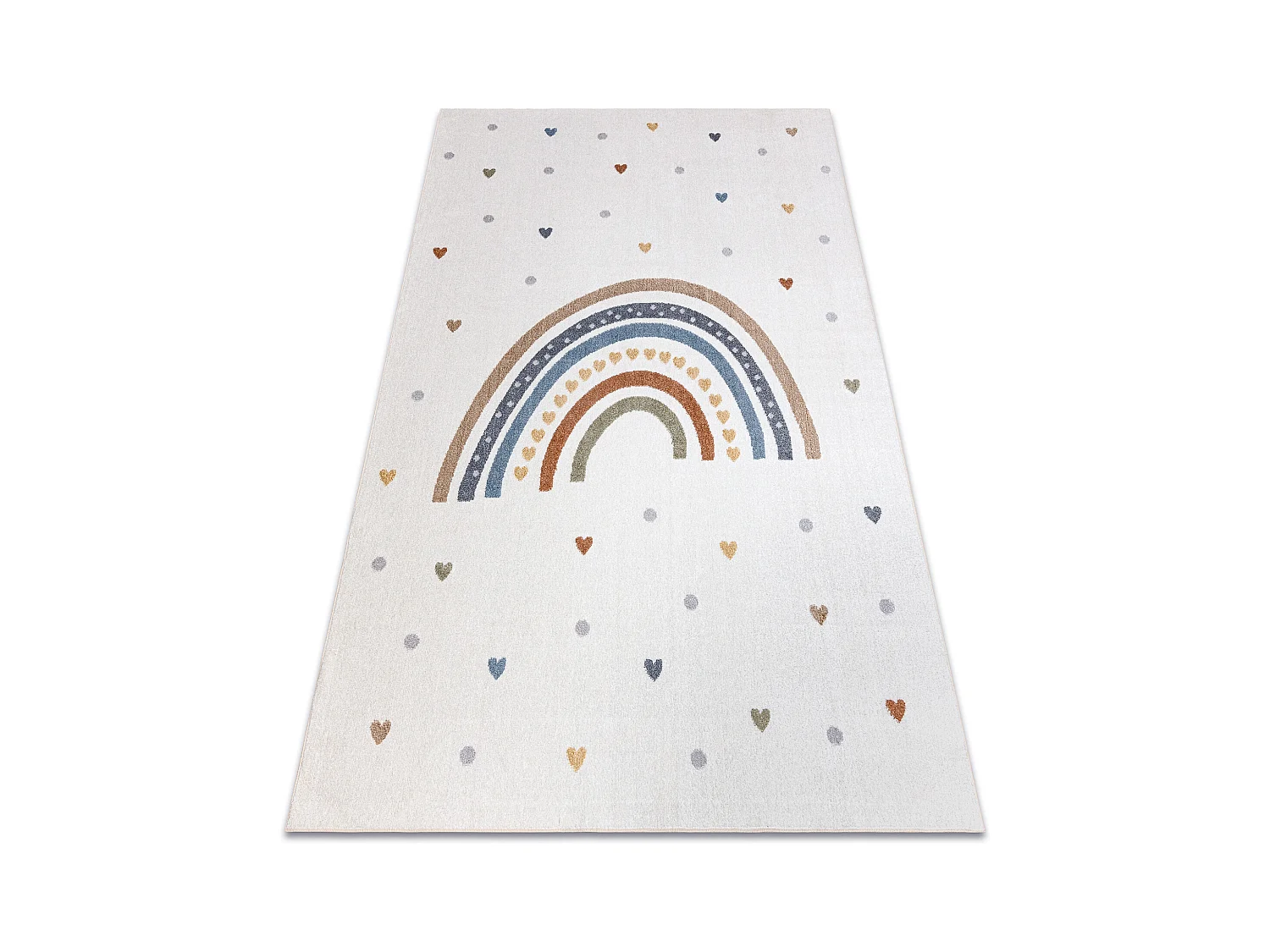 Tapis BONO 8302 Arc-en-ciel, coeurs crème / marron 160x220 cm