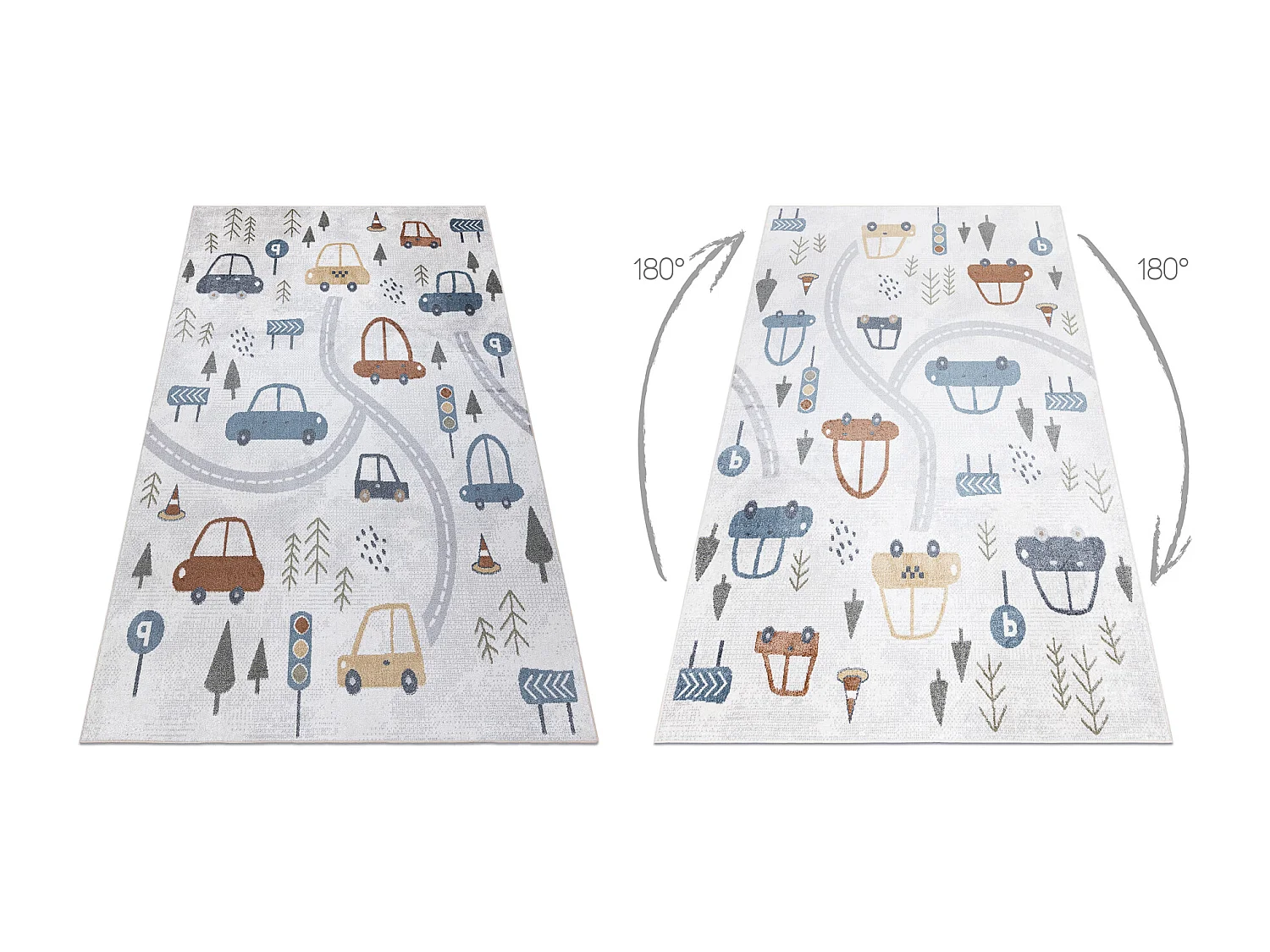 Tapis BONO 8436 Voitures, rue crème / gris clair 140x190 cm