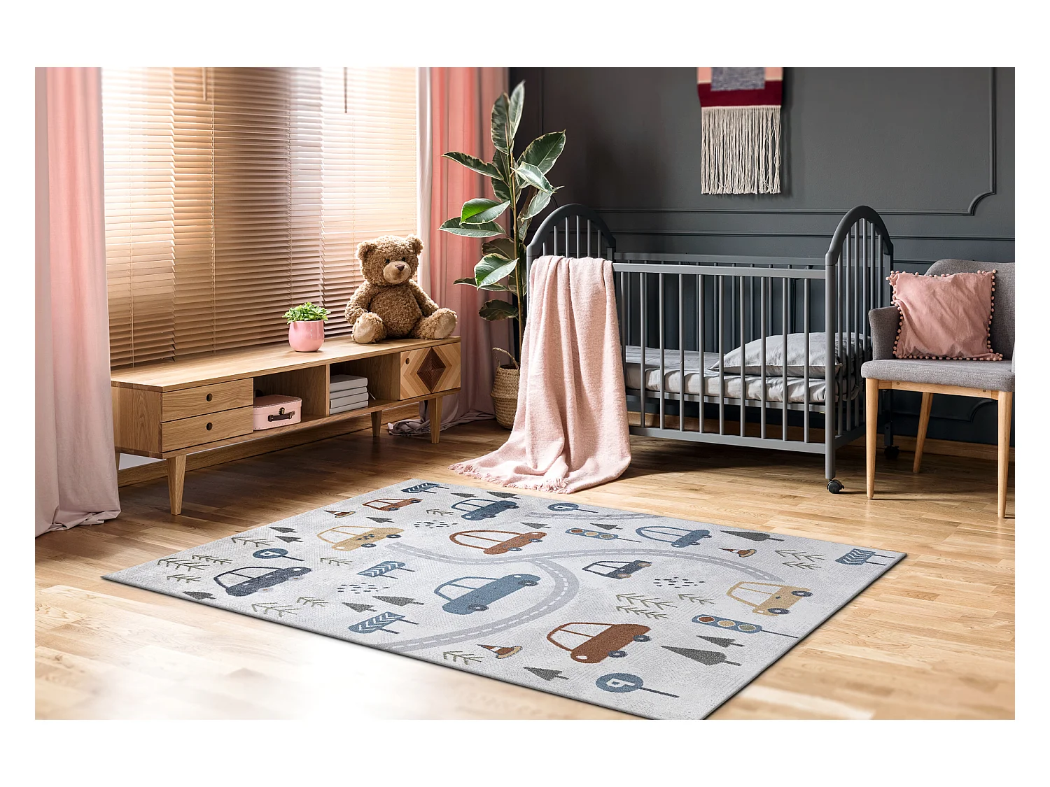 Tapis BONO 8436 Voitures, rue crème / gris clair 140x190 cm