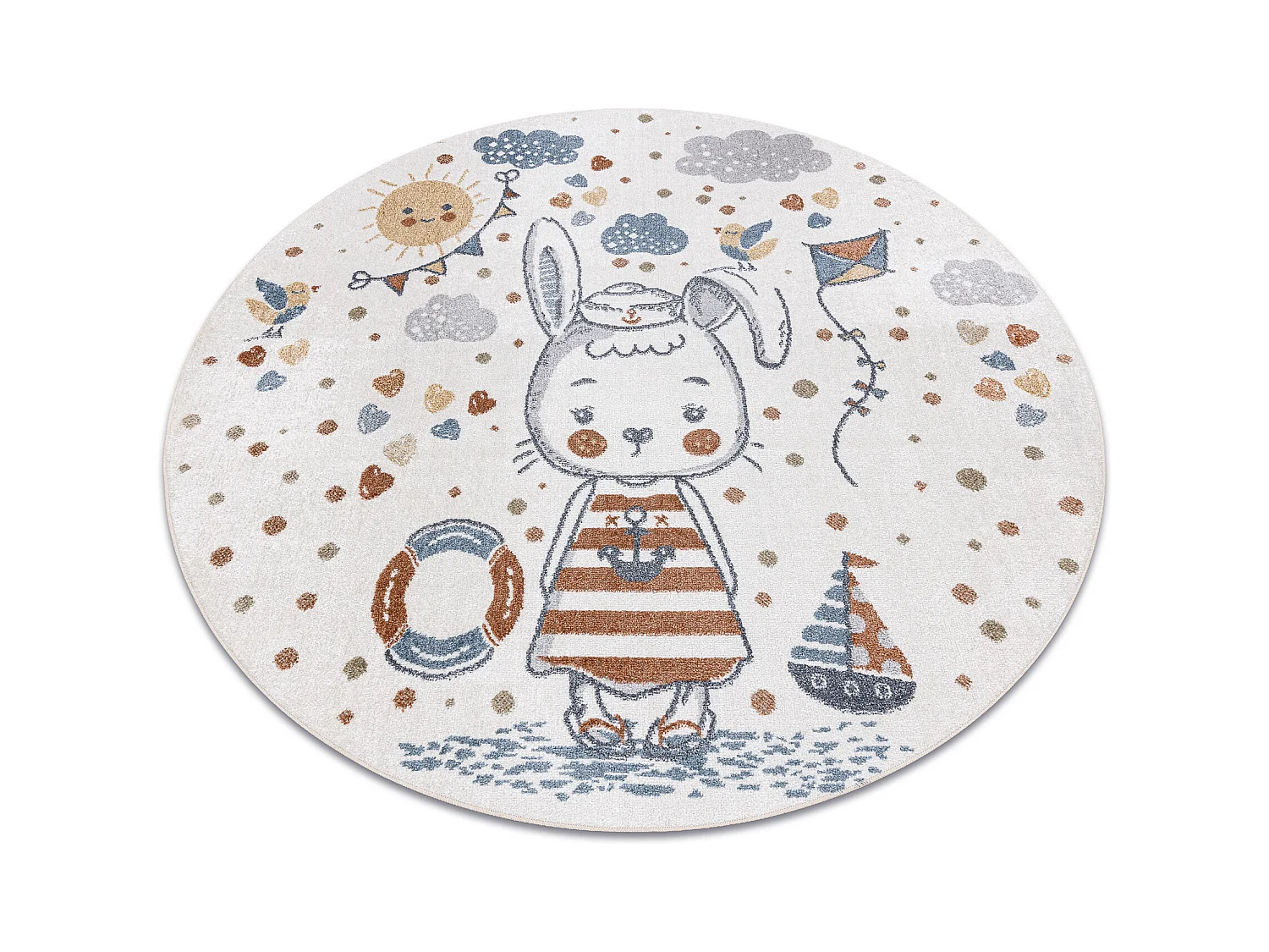 Tapis BONO 8441 cercle Lapin marin crème / bleu cercle 200 cm