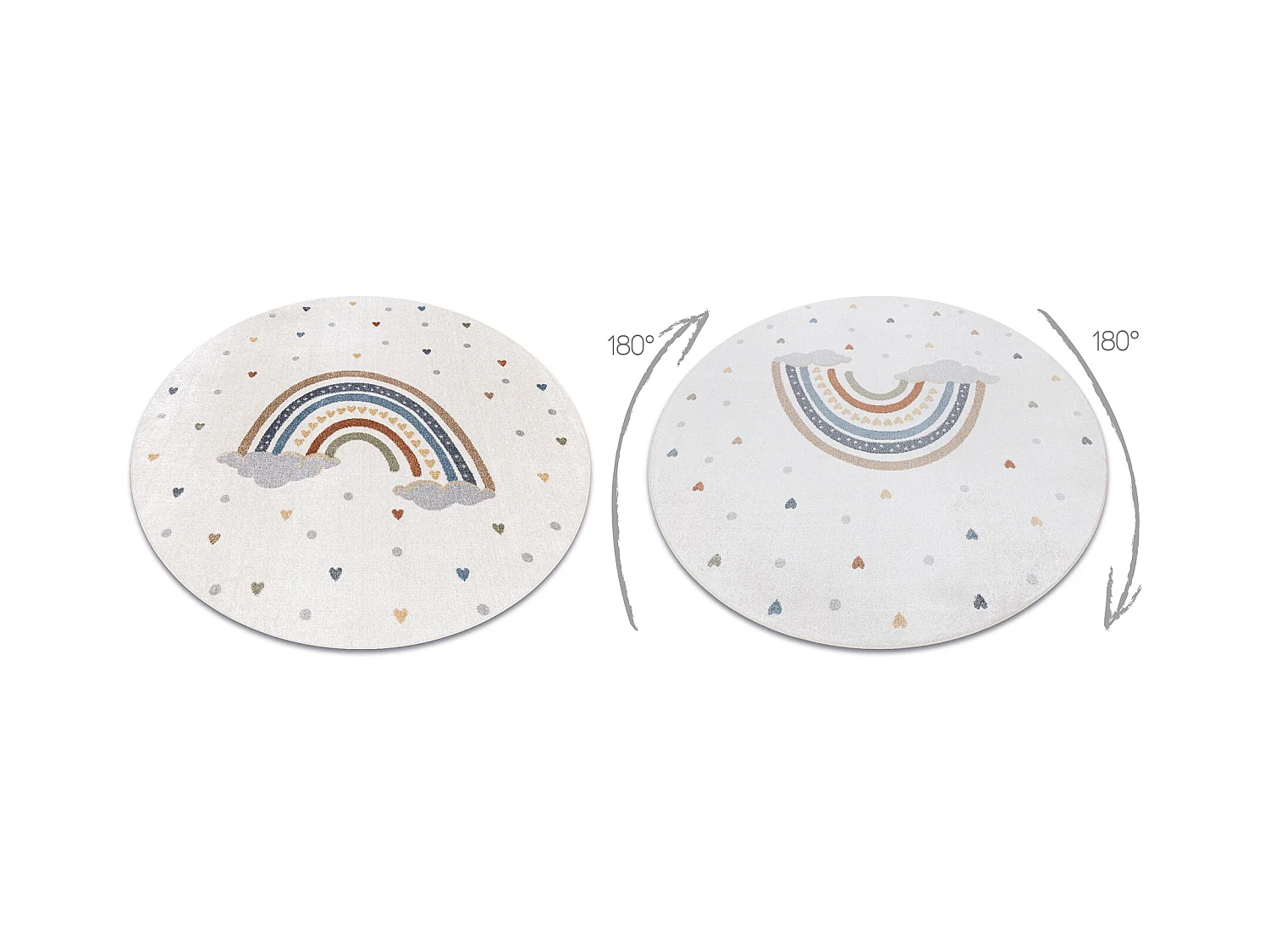 Tapis BONO 724 cercle RAINBOW HEART crème / gris clair cercle 200 cm