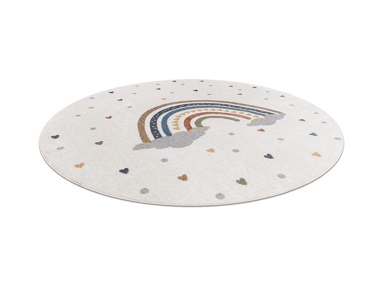Tapis BONO 724 cercle RAINBOW HEART crème / gris clair cercle 200 cm