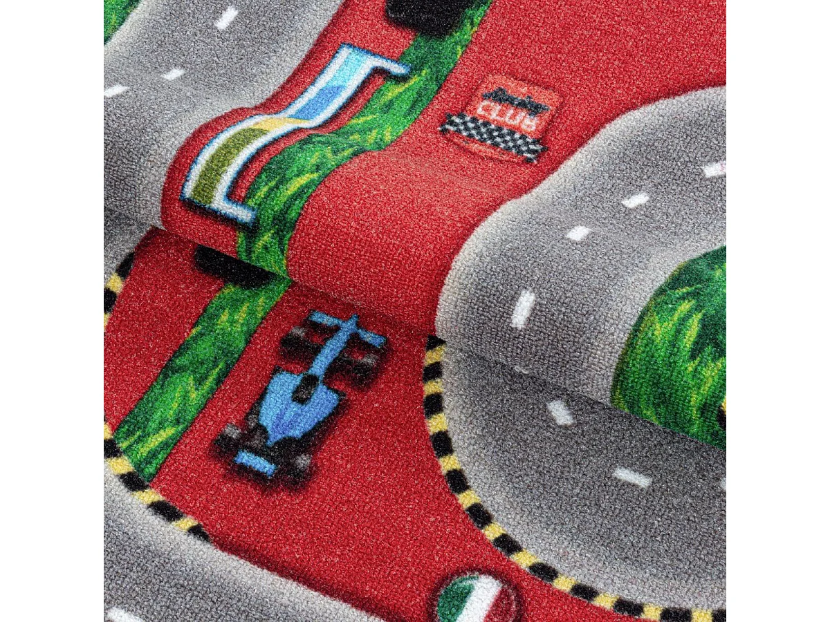 Tapis enfant 100x150 Lavable 30° CIRPLAN rouge et gris