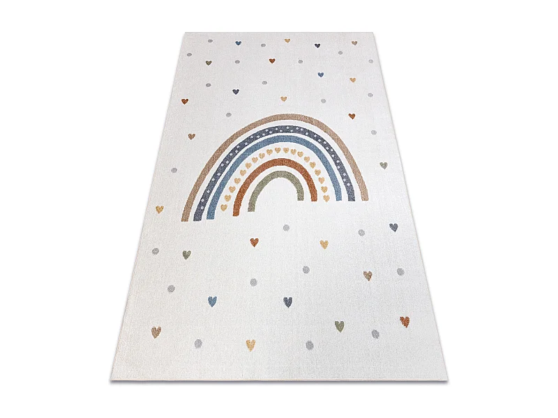 Tapis BONO 8302 Arc-en-ciel, coeurs crème / marron 80x150 cm