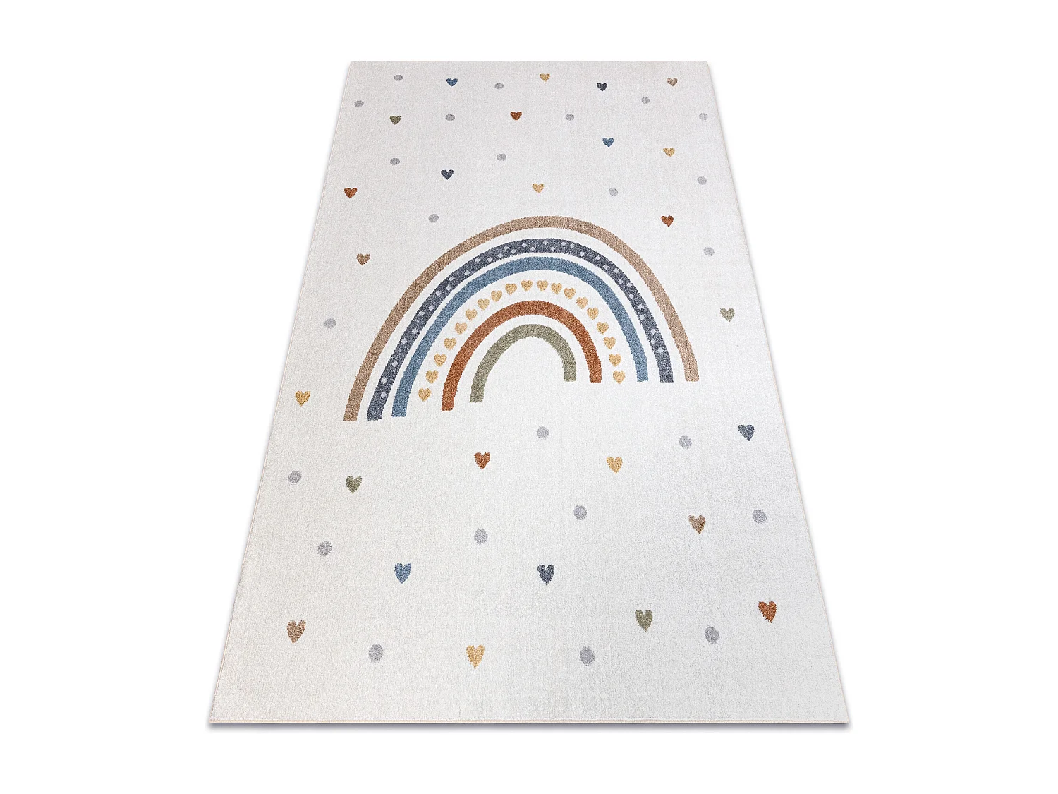 Tapis BONO 8302 Arc-en-ciel, coeurs crème / marron 80x150 cm