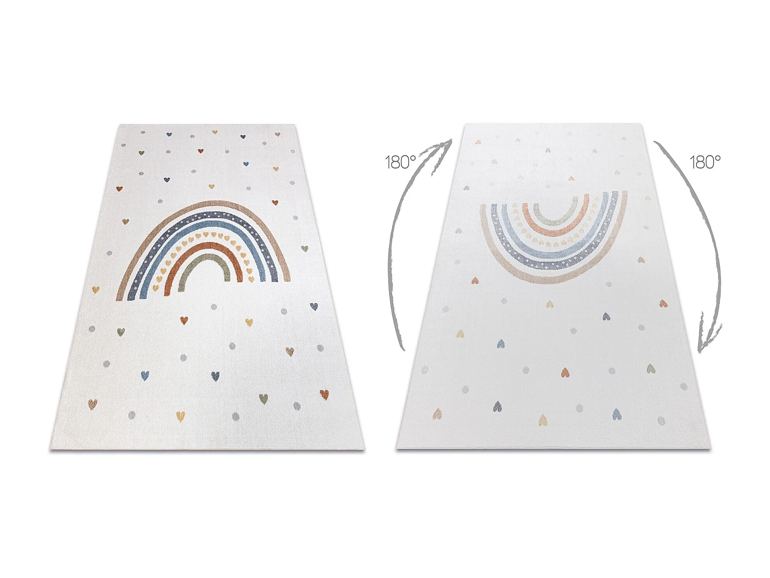 Tapis BONO 8302 Arc-en-ciel, coeurs crème / marron 80x150 cm