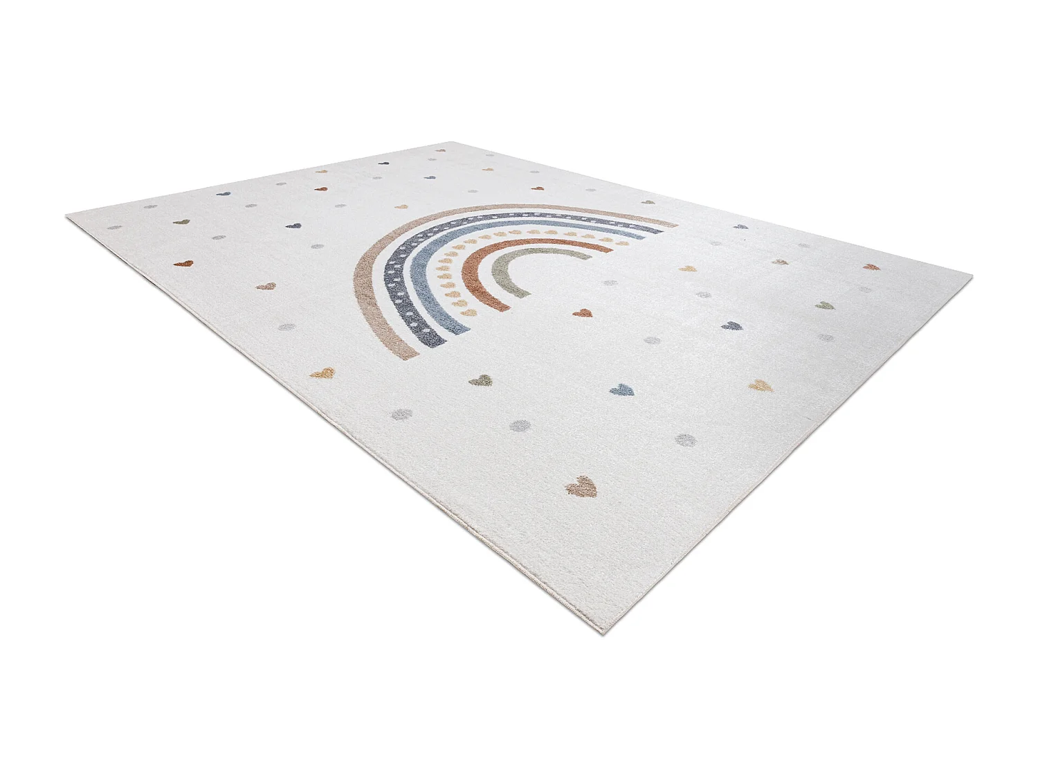 Tapis BONO 8302 Arc-en-ciel, coeurs crème / marron 80x150 cm