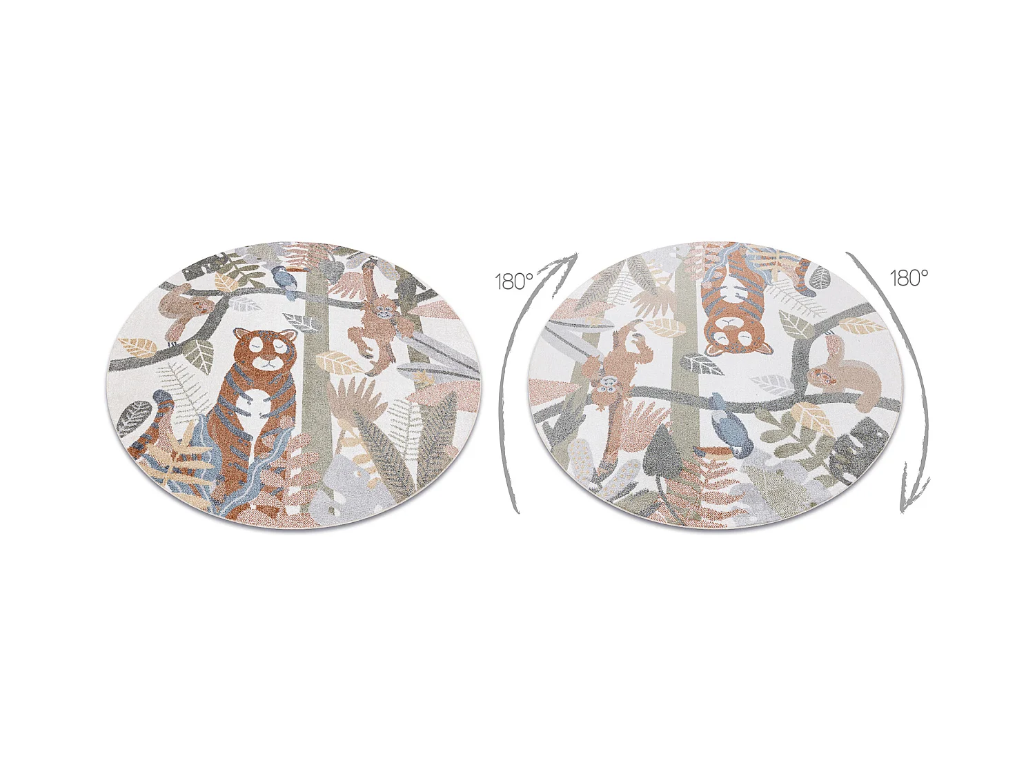 Tapis BONO 8426 cercle Jungle, animaux sauvages crème / or foncé cercle 200 cm