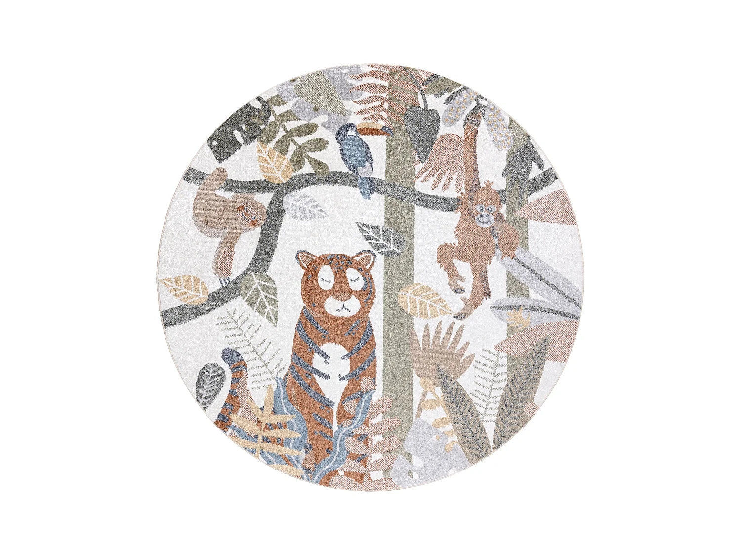 Tapis BONO 8426 cercle Jungle, animaux sauvages crème / or foncé cercle 200 cm