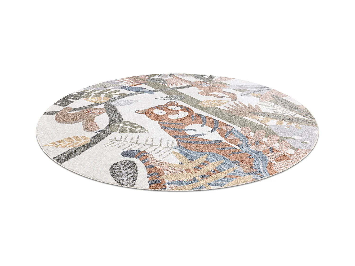 Tapis BONO 8426 cercle Jungle, animaux sauvages crème / or foncé cercle 200 cm