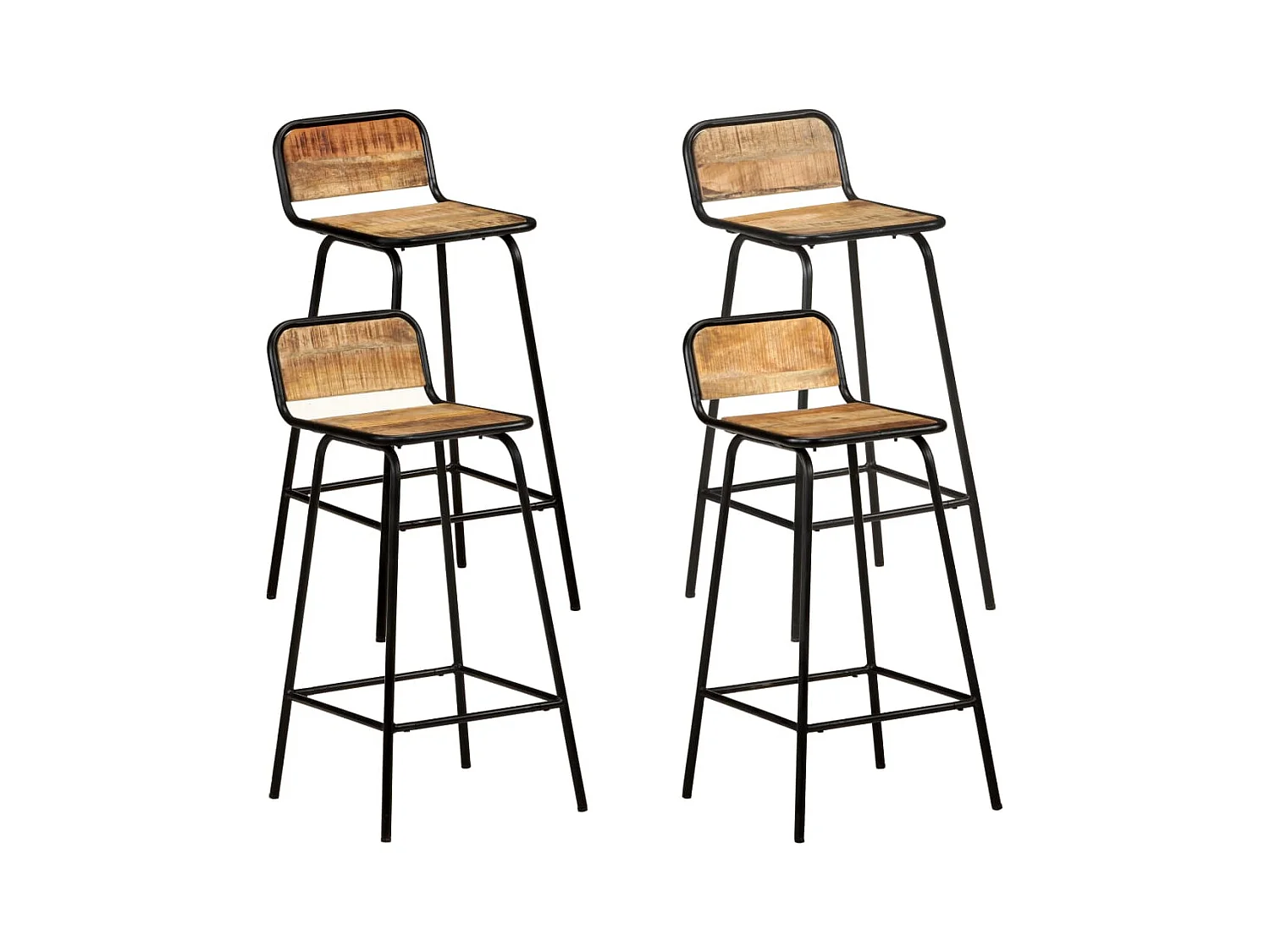 Chaises de bar lot de 4 bois de manguier solide