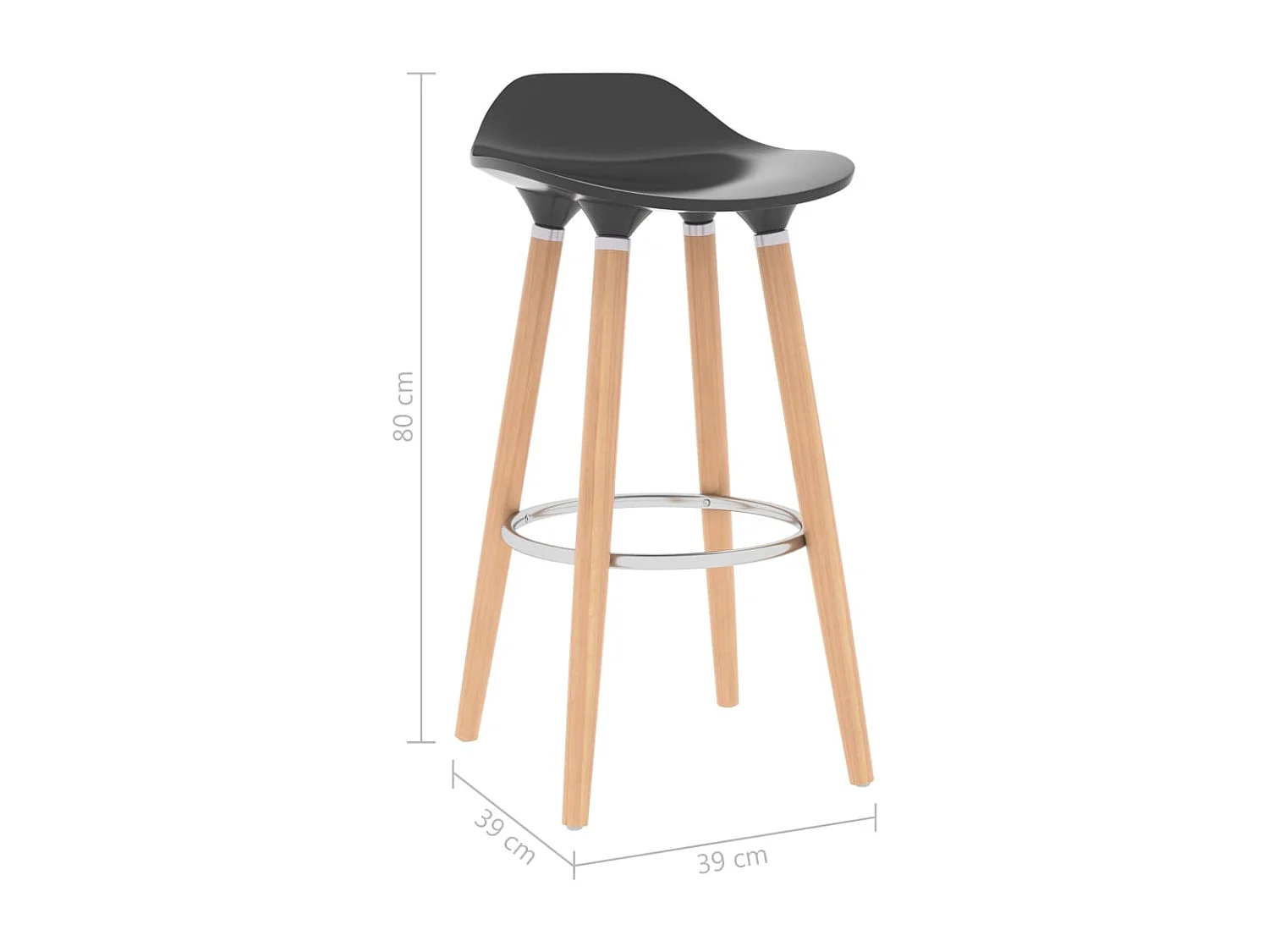 Chaises de bar lot de 2 gris