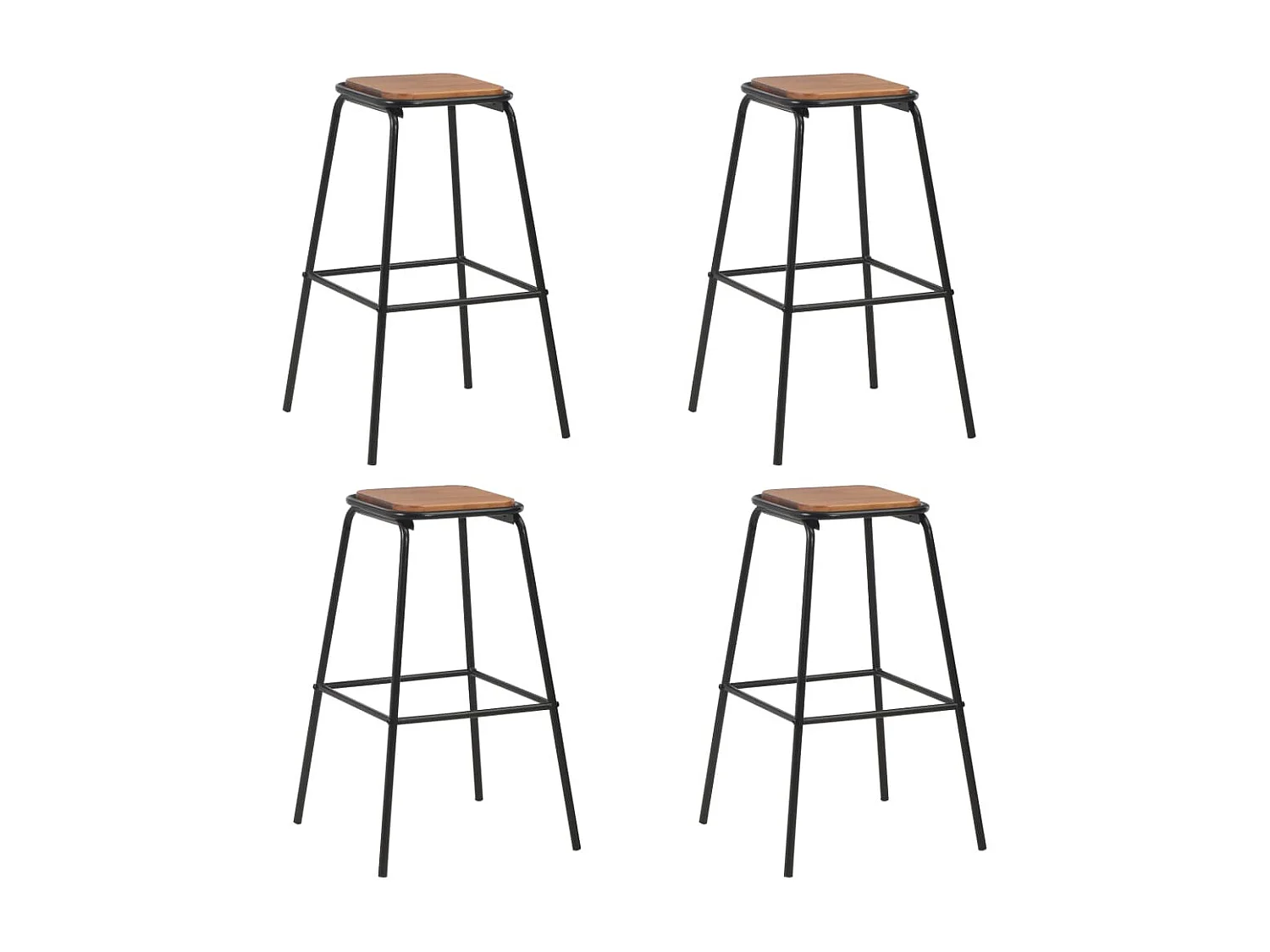 Tabourets de bar lot de 4 noir pinède solide et acier
