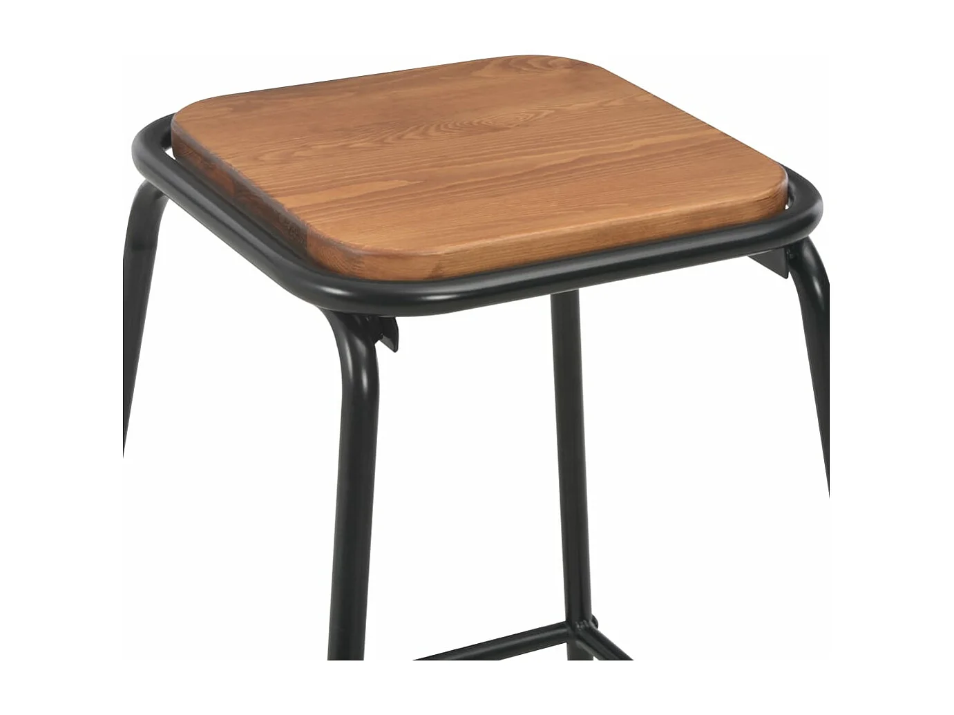 Barhocker 4 Stk. Schwarz Kiefer Massivholz und Stahl