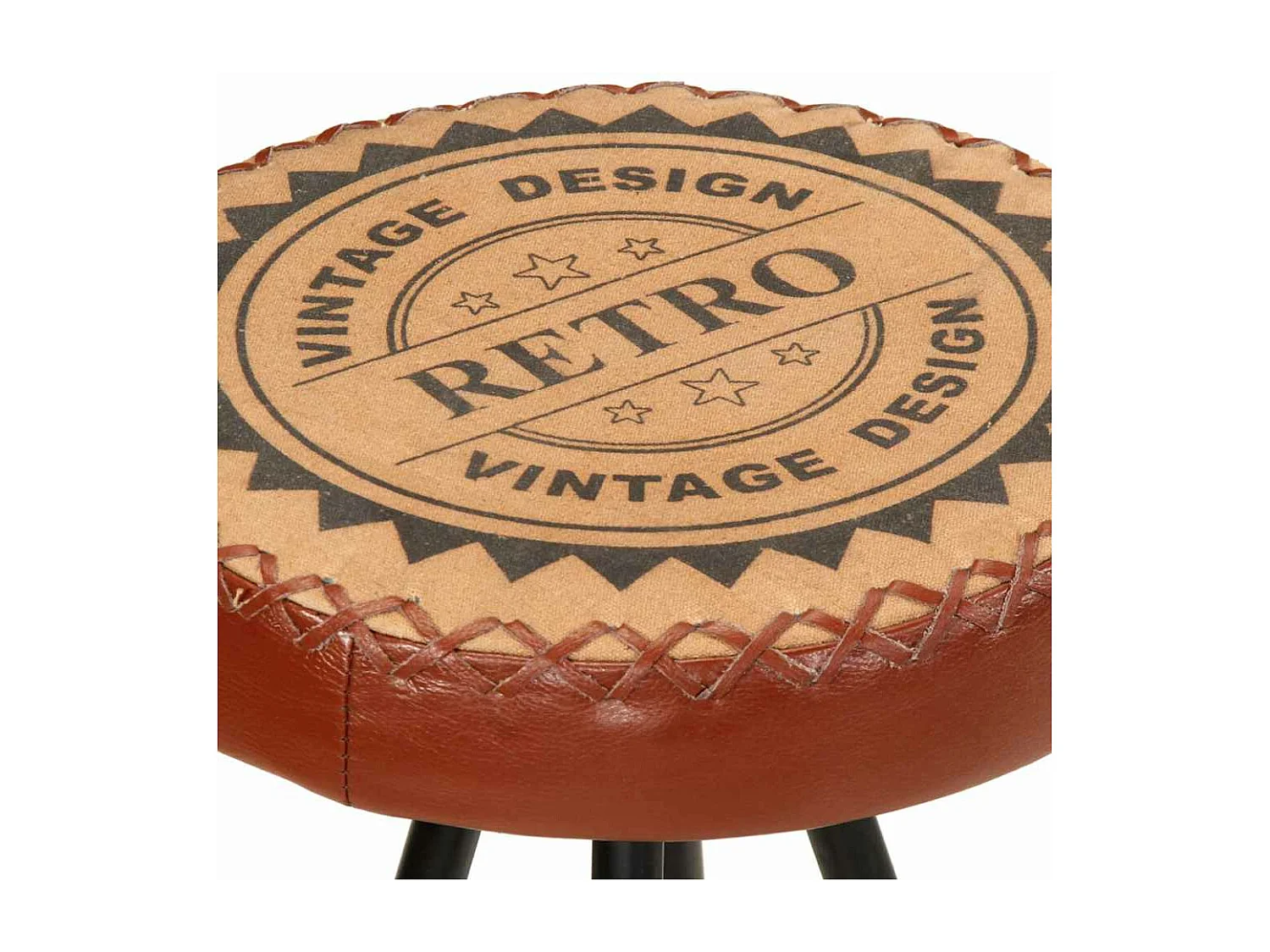 Zestaw 4 Stołków Barowych z Prawdziwej Skóry Styl Industrialny Brązowy i Czarny 30 x 76 cm