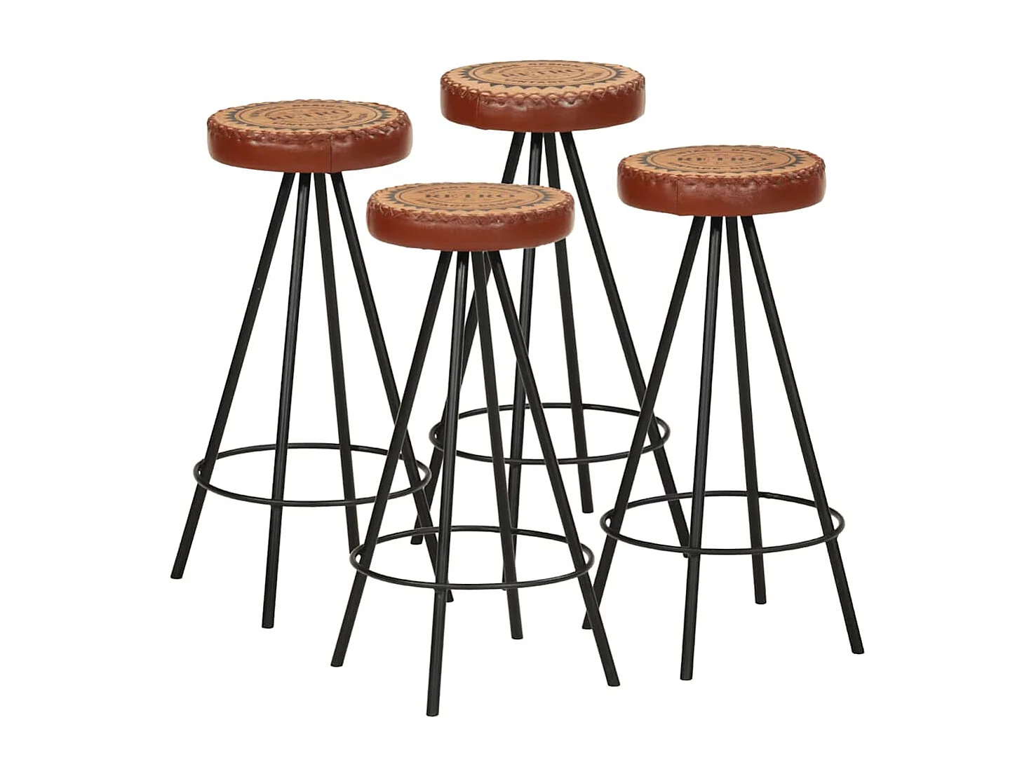 Tabourets de bar lot de 4 cuir véritable