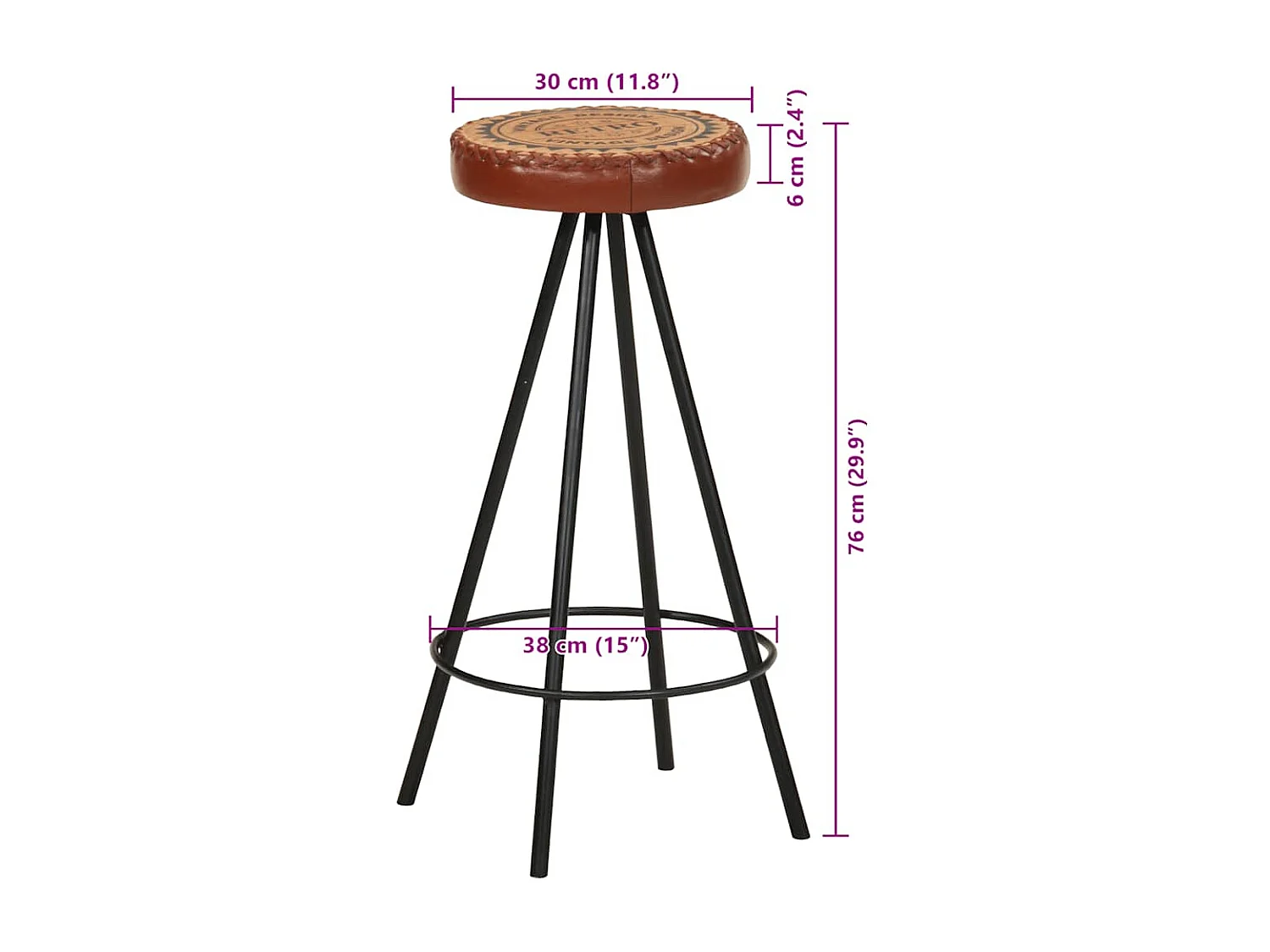 Tabourets de bar lot de 4 cuir véritable