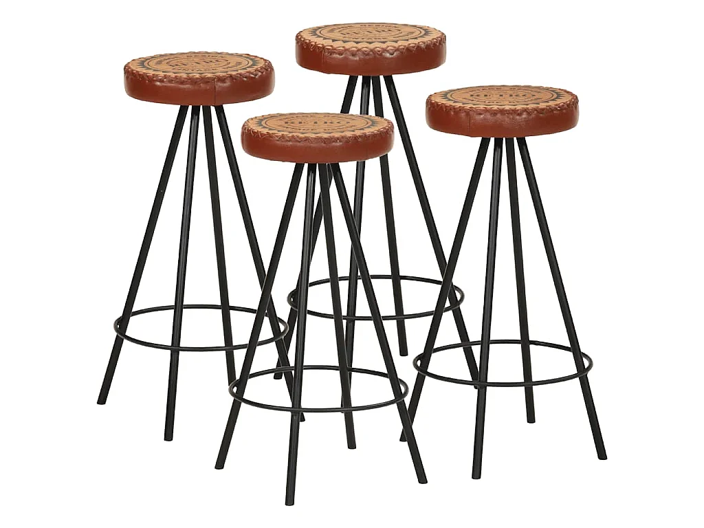 Tabourets de bar lot de 4 cuir véritable