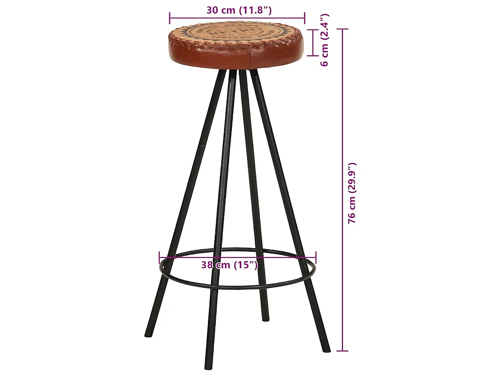 Tabourets de bar lot de 4 cuir véritable