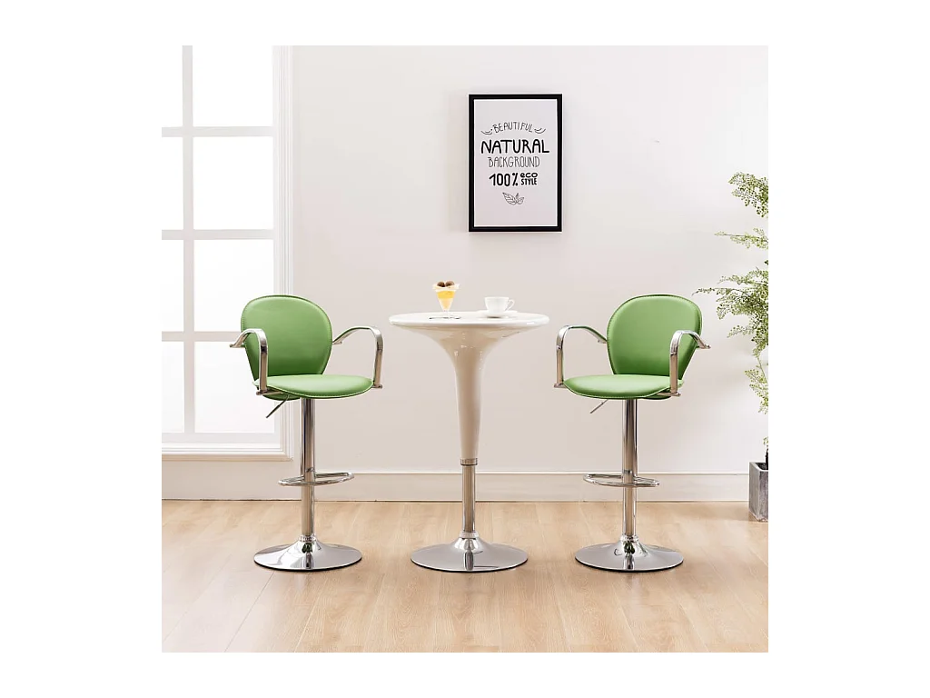Tabourets de bar avec accoudoir lot de 2 vert similicuir