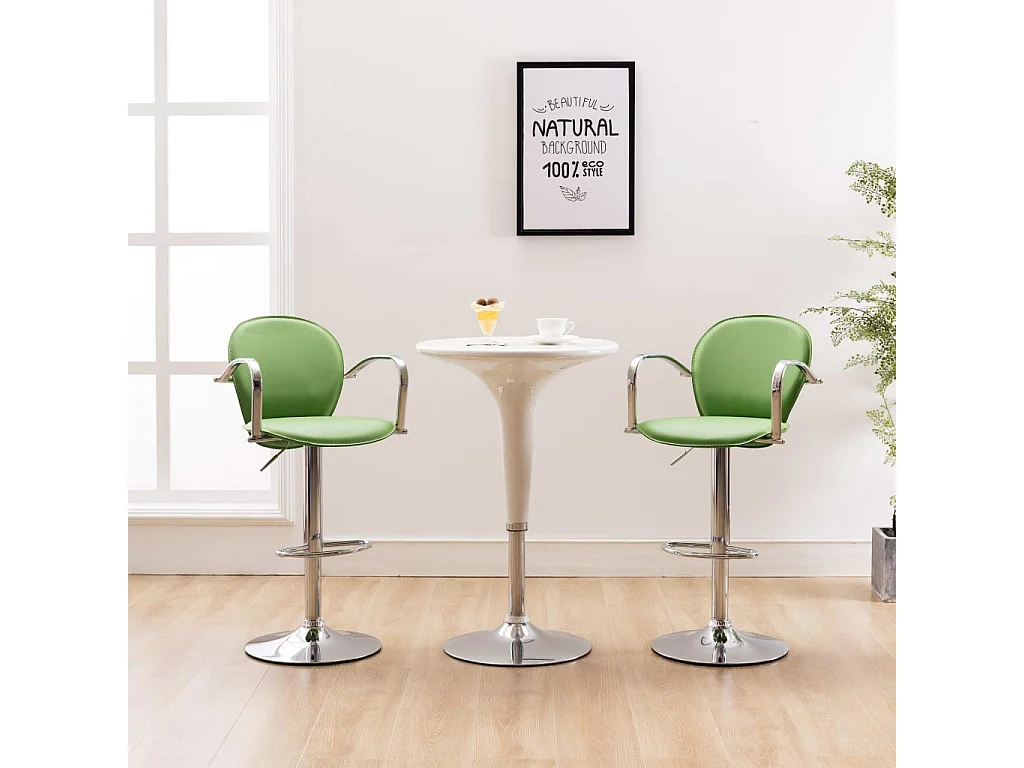 Tabourets de bar avec accoudoir lot de 2 vert similicuir