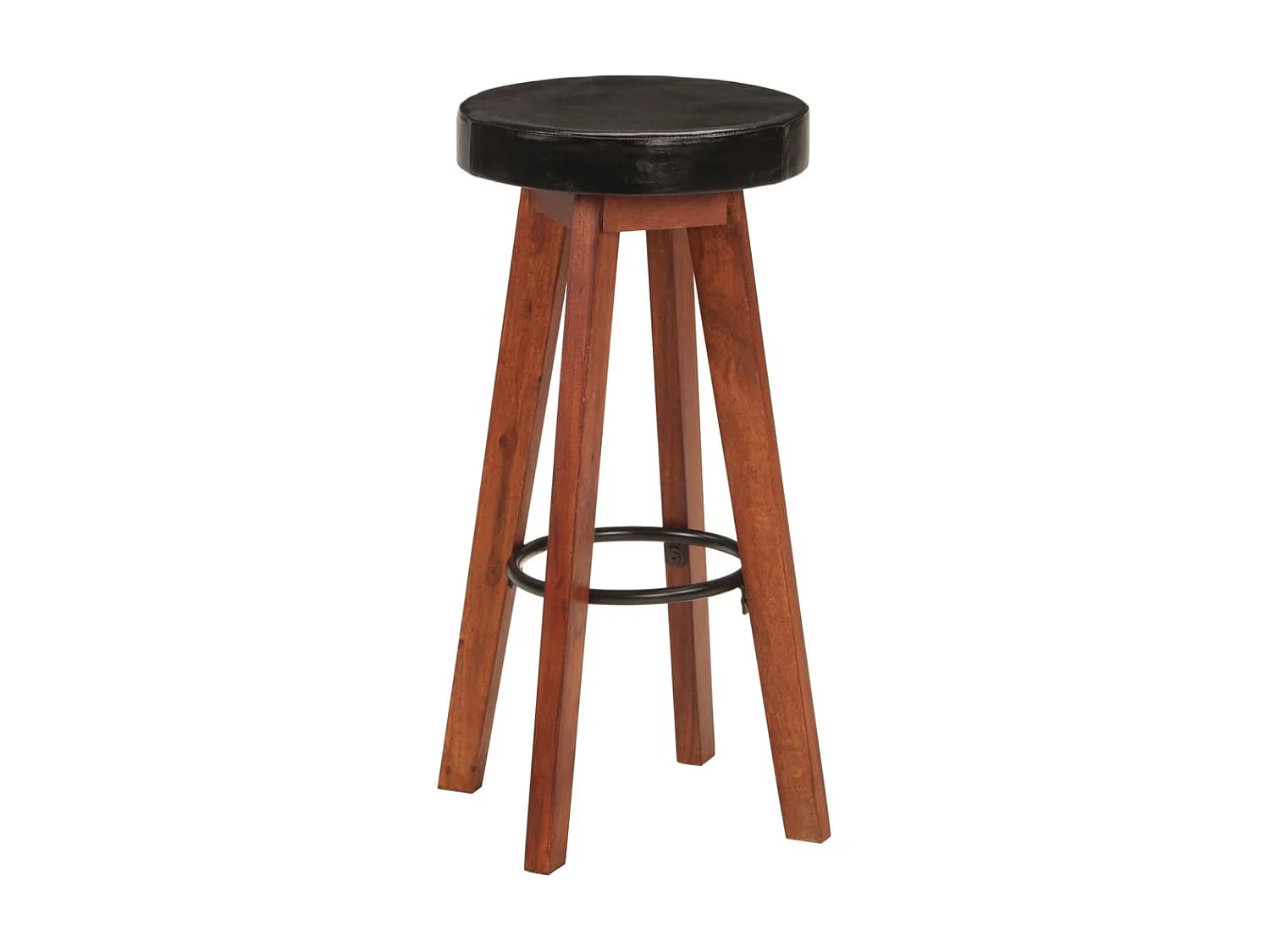 Barhocker 2 Stk. Echtleder und Massivholz Akazie